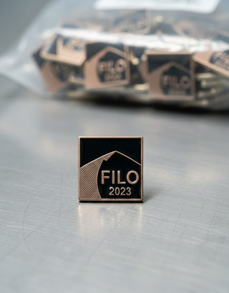 Pin baño cobre fondo negro para empresas